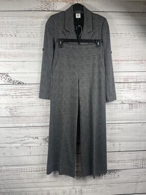CAbi Pant Suit Womens XXS Gray Plaid Belted Blazer Wide Leg Pants Set Career